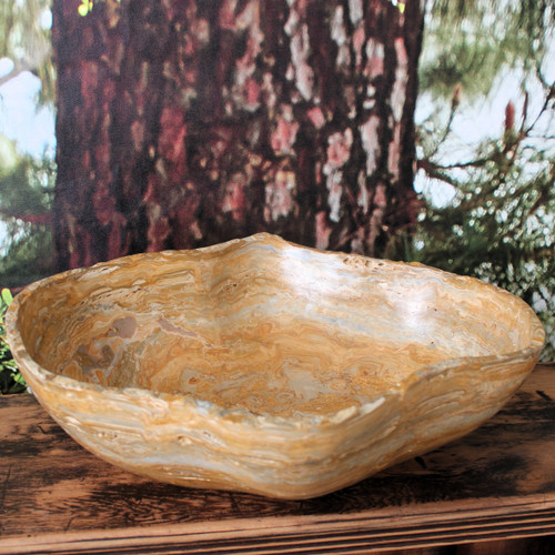 Classic Brown Onyx Decorative Bowl, 17" - Statement piece