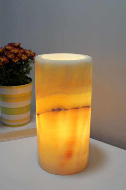 Natural Honey Onyx lamp, 12" - A Golden Beauty