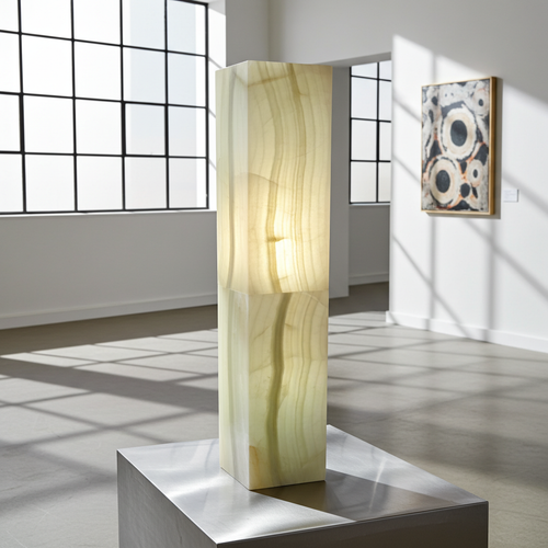 Minimalist Floor Lamp Onyx , 36 " - pale green Bright column
