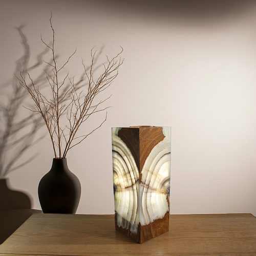 Handcrafted Green Onyx Table Lamp – 6" x 16" | Natural Stone Lighting