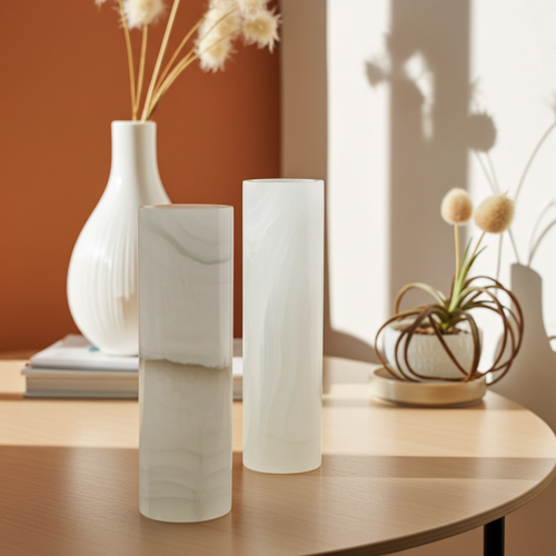 Table Lamp in Chrystal White Onyx, 12"& 16" - The Beauty of Nature