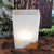 White Onyx table lamp with brown abstract pattern, 14"
