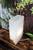 White Onyx table lamp with brown abstract pattern, 14"