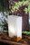 White Onyx table lamp with brown abstract pattern, 14"