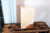 White Onyx table lamp with brown abstract pattern, 14"