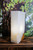White Onyx table lamp with brown abstract pattern, 14"