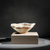Handcrafted White Onyx Bowl: Luxury Stone Centerpiece with Organic Edge