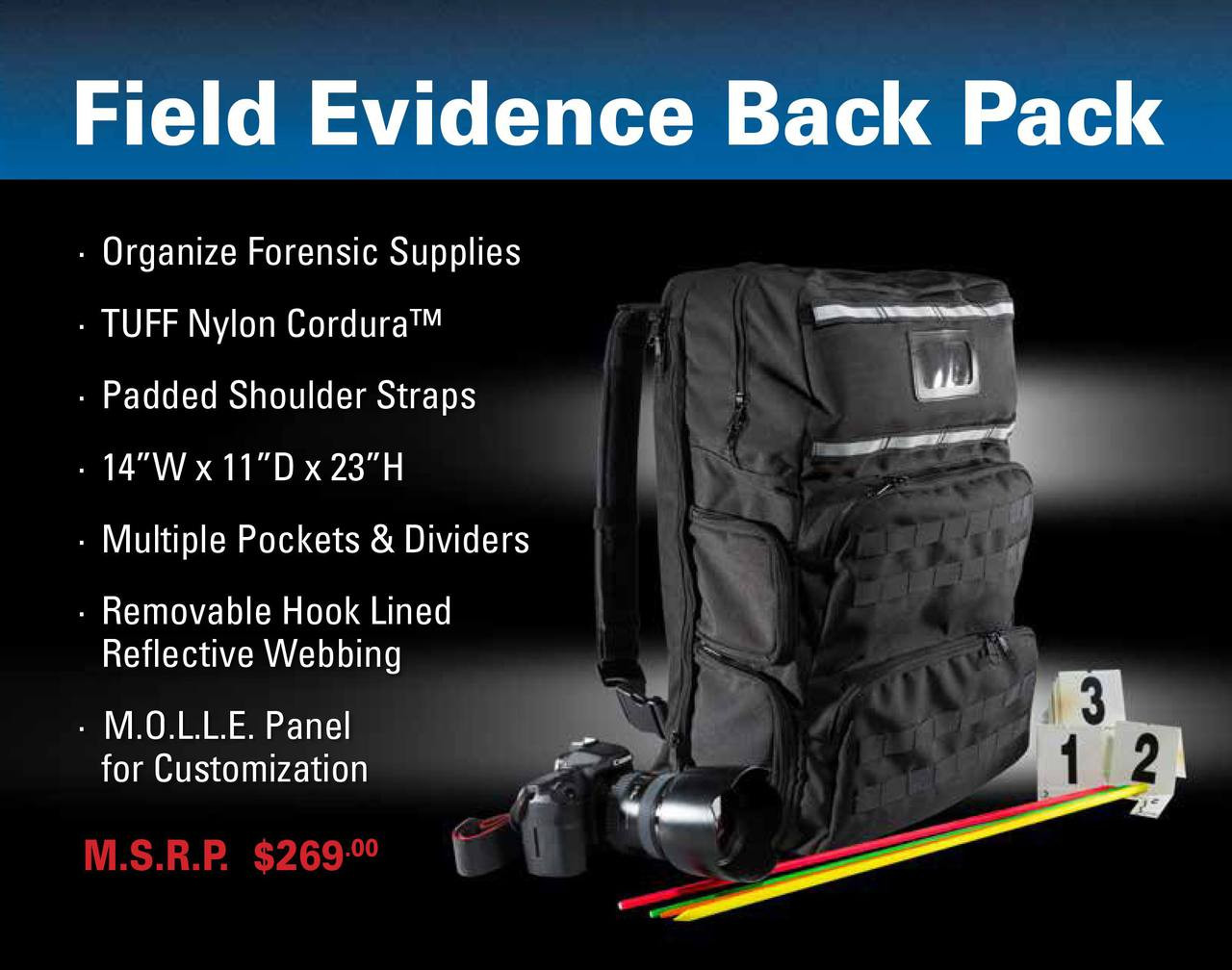 TUFF Field Evidence Back Pack for Collecting Evidence and Keeping