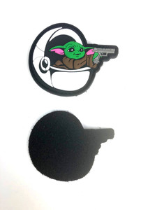 Space Child in a Spaceball with Blaster  Glow in the dark. 2.5"x2" Space Child in a Spaceball with Blaster  Glow in the dark. 2.5"x2"