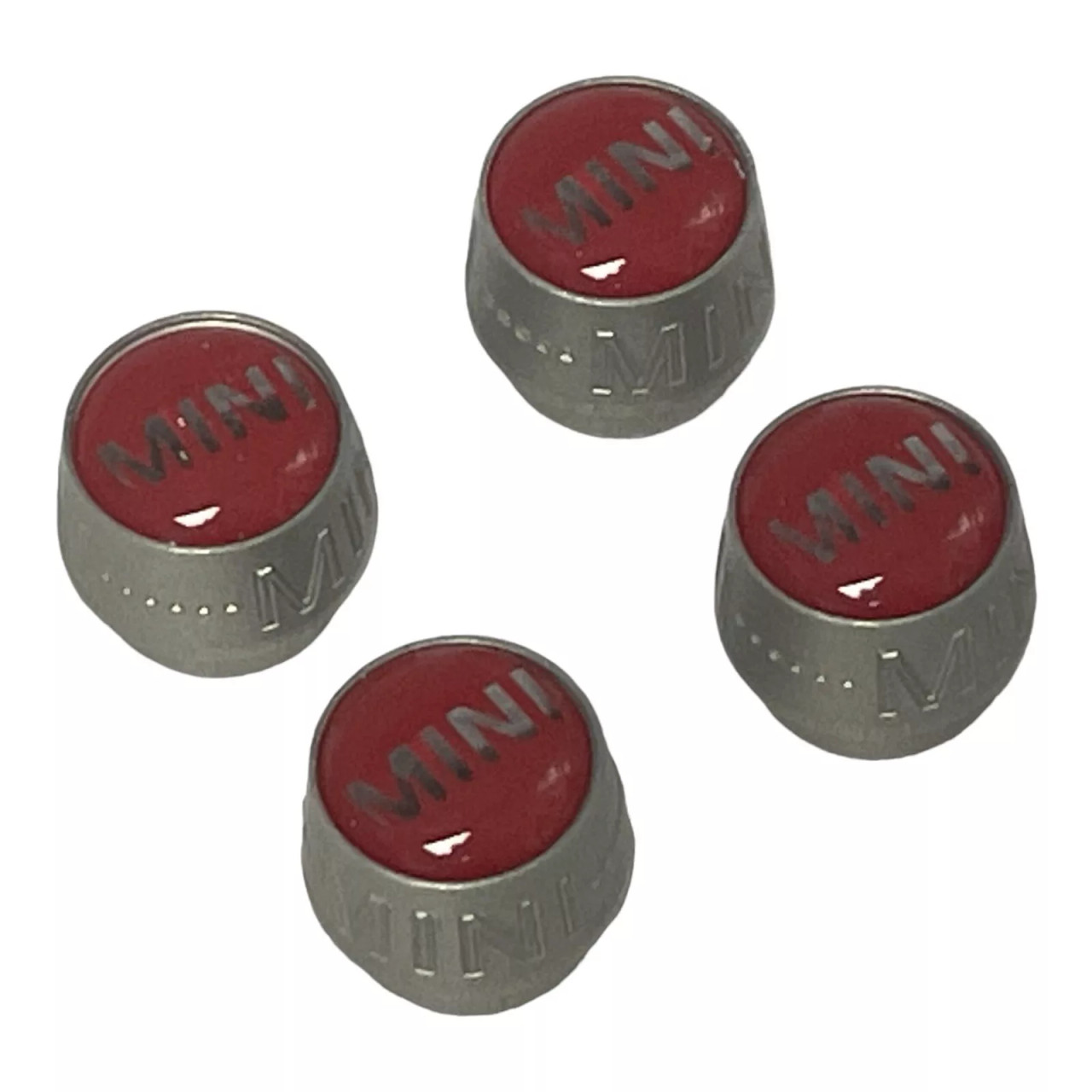 Machined Aluminum Red MINI Logo Tire Valve Stem Caps - Way  display picture 1