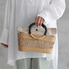 SHESAY Openwork Seagrass Round Handle Bag