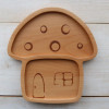 WAKACHO Kids Wooden Plate Mushroom House