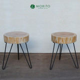 MORITO Cedar stump and iron stool (three legs)