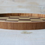 WAKACHO Wooden Checked Circle Tray