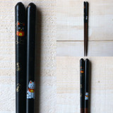 WAKACHO Wooden Chopsticks Lucky Cat Black