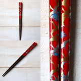 WAKACHO Wooden Chopsticks Flying Crane Red