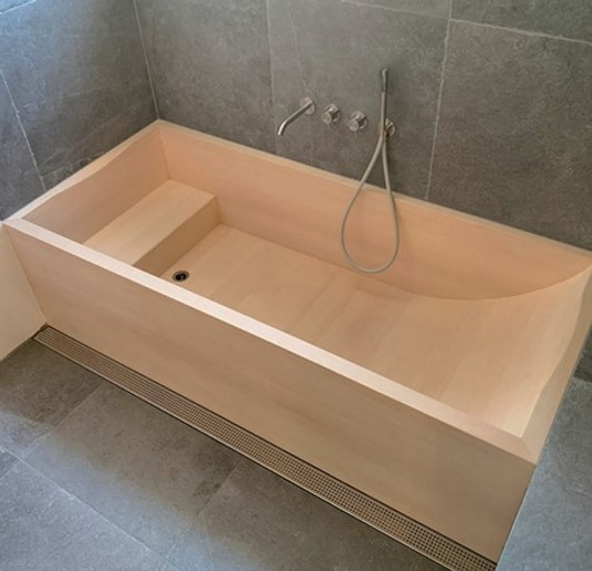 HINOKI SOKEN Rectangular Wooden bathtub O-Bath ne-yoku