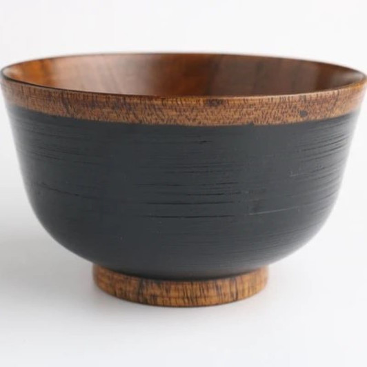 WAKACHO Wooden Hakeme Soup Bowl Black