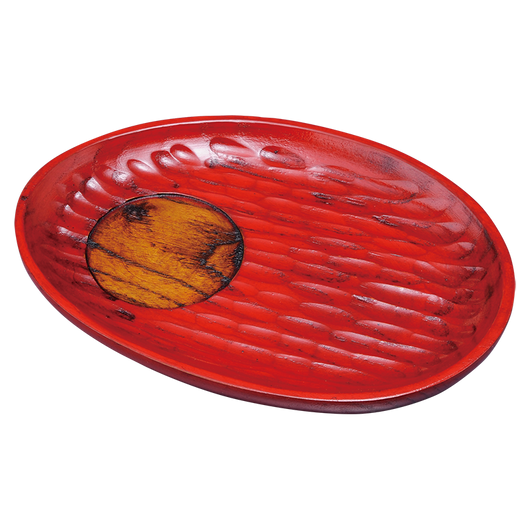 WAKACHO Hand Carved Wooden Coffee Plate Red