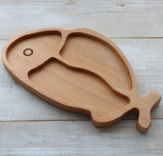 WAKACHO Kids Wooden Plate Fish