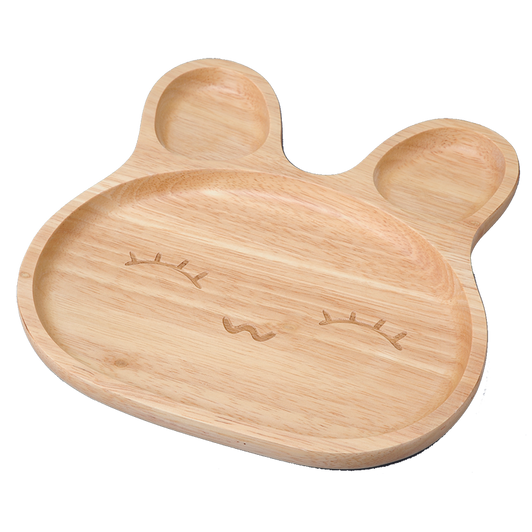 WAKACHO Kids Wooden Plate Usa-san Nico