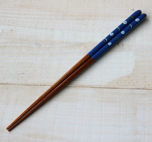 WAKACHO Wooden Chopsticks Round Rabbit Blue 