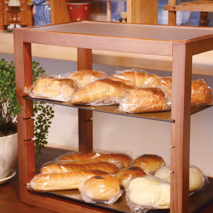 YOUBI Wooden display rack with plate brown