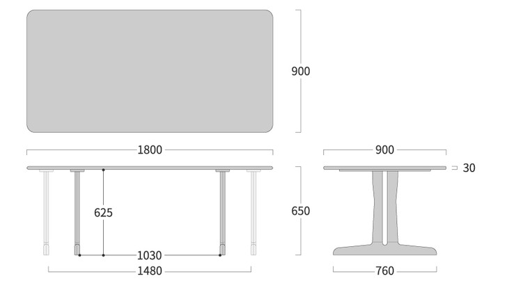 SHIRAKAWA MARC Dining Table with Two Legs 65
