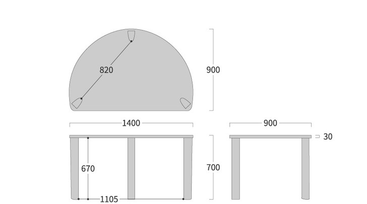 SHIRAKAWA NEO Semi-Circular Table