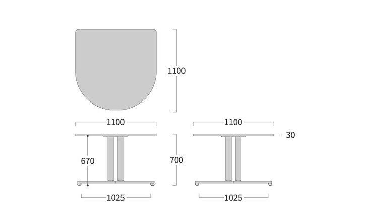 SHIRAKAWA NEO Irregular Semi-circular Table