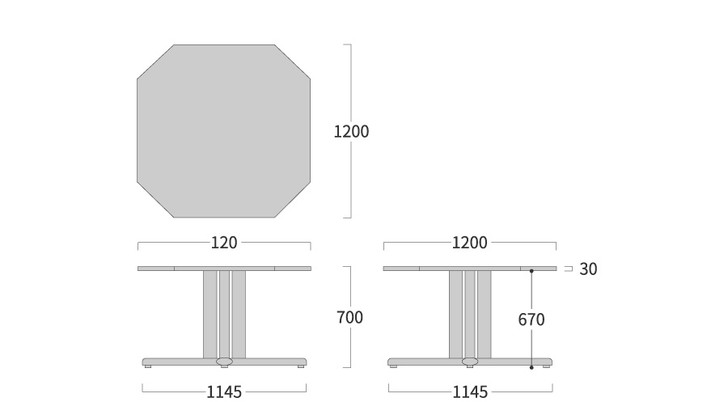 SHIRAKAWA NEO Irregular Octagonal Table