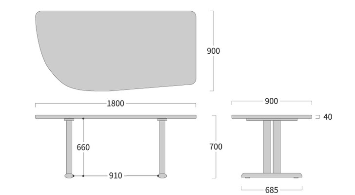 SHIRAKAWA NEO Rocket-shaped Table with 2 Legs