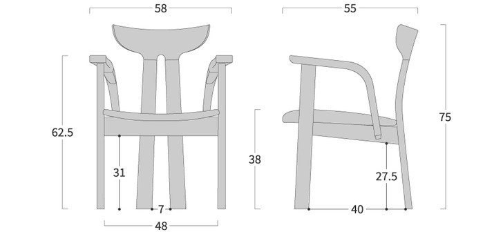 SHIRAKAWA POLLOCK Armchair with Fabric Seat