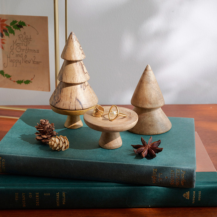 SHESAY 2-Tier Mango Wood Tree Ornament