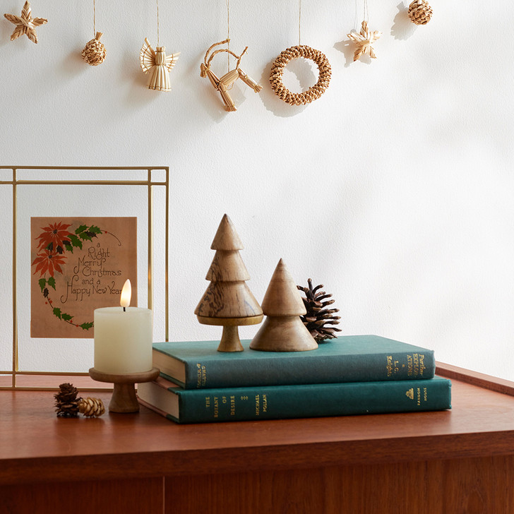 SHESAY 2-Tier Mango Wood Tree Ornament