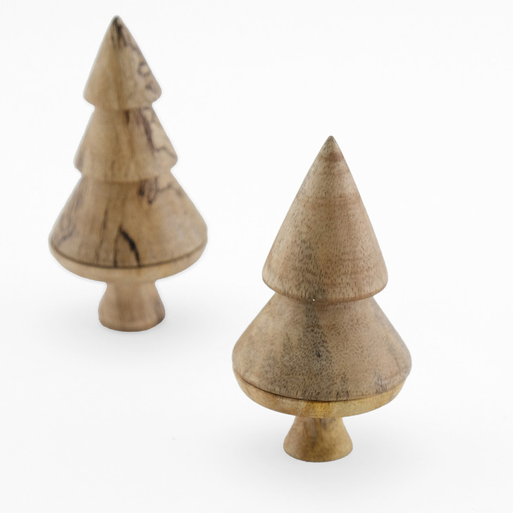 SHESAY 2-Tier Mango Wood Tree Ornament