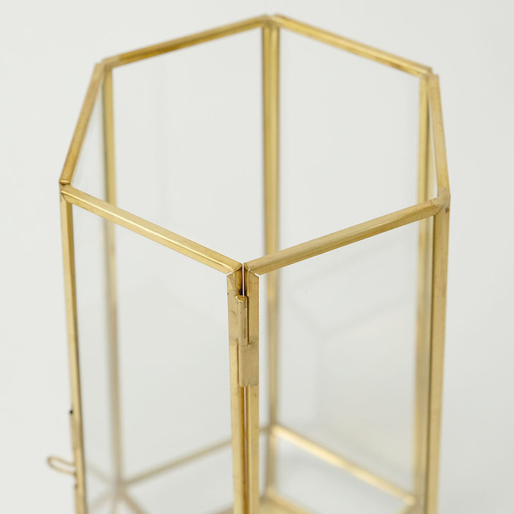 SHESAY Brass Frame Glass Case Hexagon