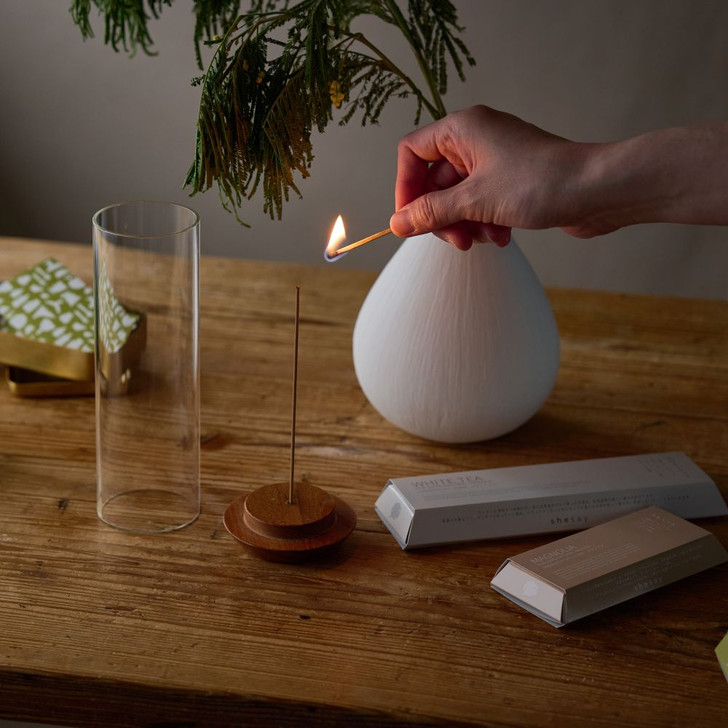 SHESAY Acacia Incense Holder with Glass