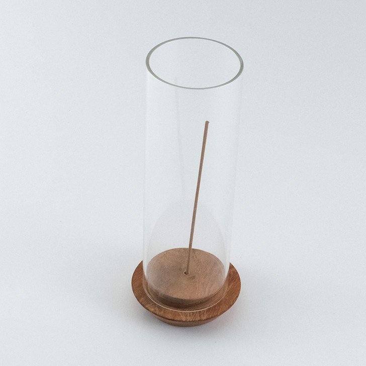 SHESAY Acacia Incense Holder with Glass