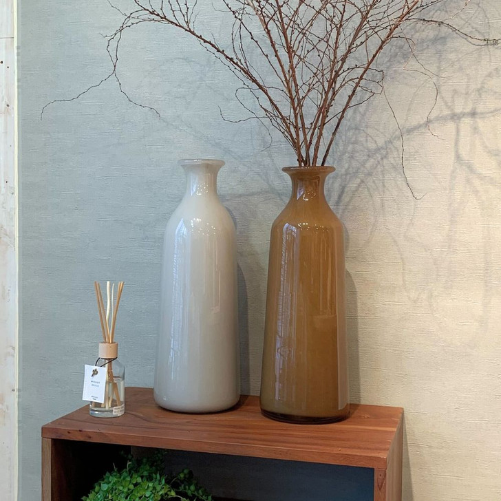 SHESAY Tall Milky Glass Flower Vase 