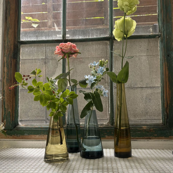 SHESAY Colored Glass Flower Vase Cone