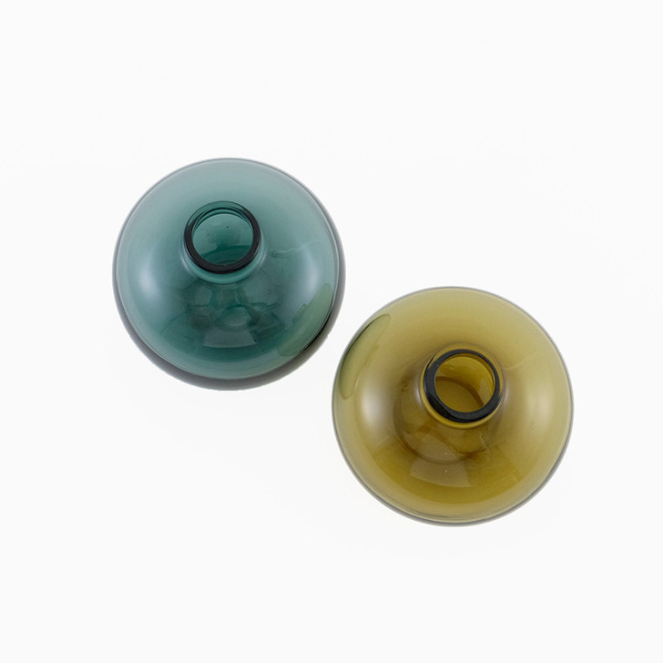 SHESAY Cute Rounded Small Glass Flower Vase 