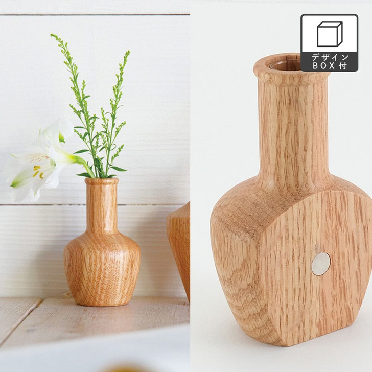 SHESAY High-Necked Wooden Flower Vase with Magnet