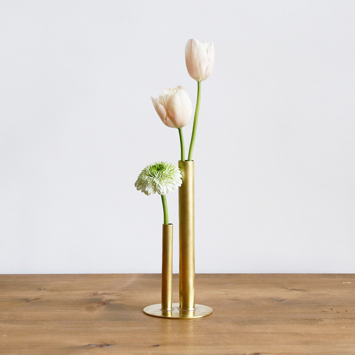 SHESAY BRASS Flower Vase with Cylinders