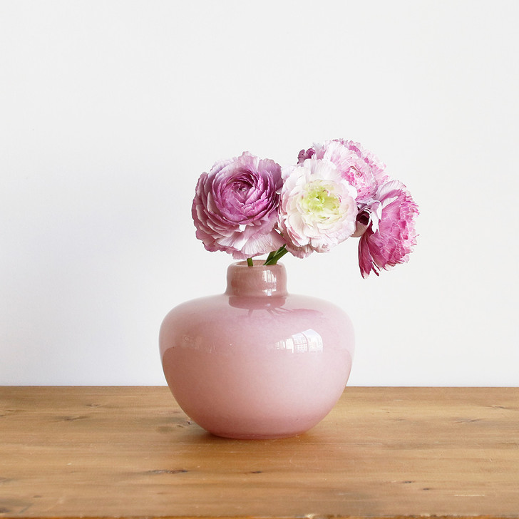 SHESAY Plump Milky Glass Flower Vase