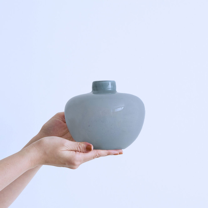 SHESAY Plump Milky Glass Flower Vase