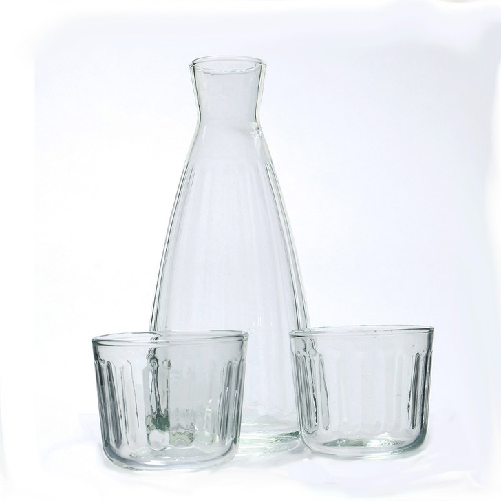 SHESAY Crown Glass Sake Bottle and Sake Cups Set