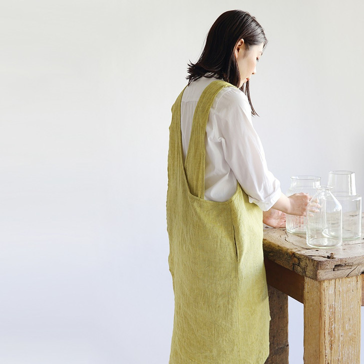 SHESAY Full Apron Linen Relief Herringbone