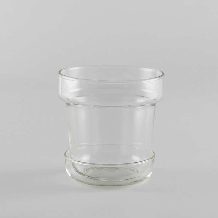 SHESAY Crown Glass Flower Pot with Plate, Tapered