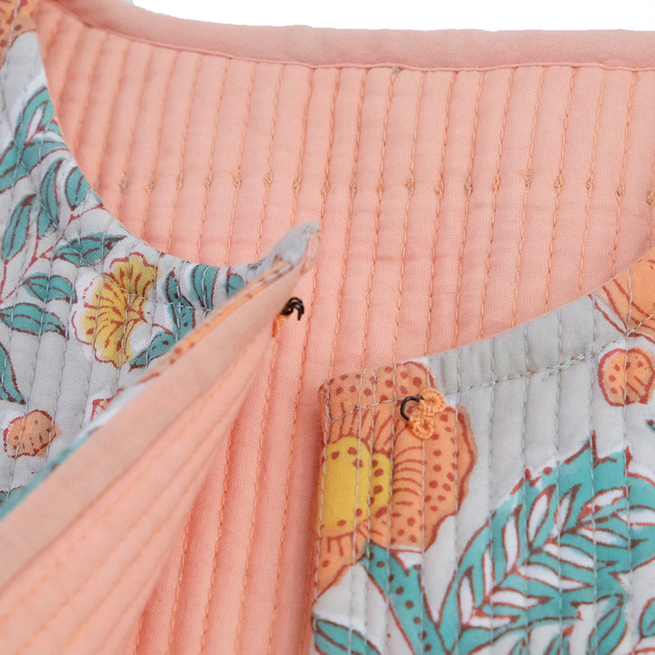 SHESAY Block Print Quilted Vest Poppy